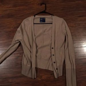 American Eagle Brown Tan Cardigan Large